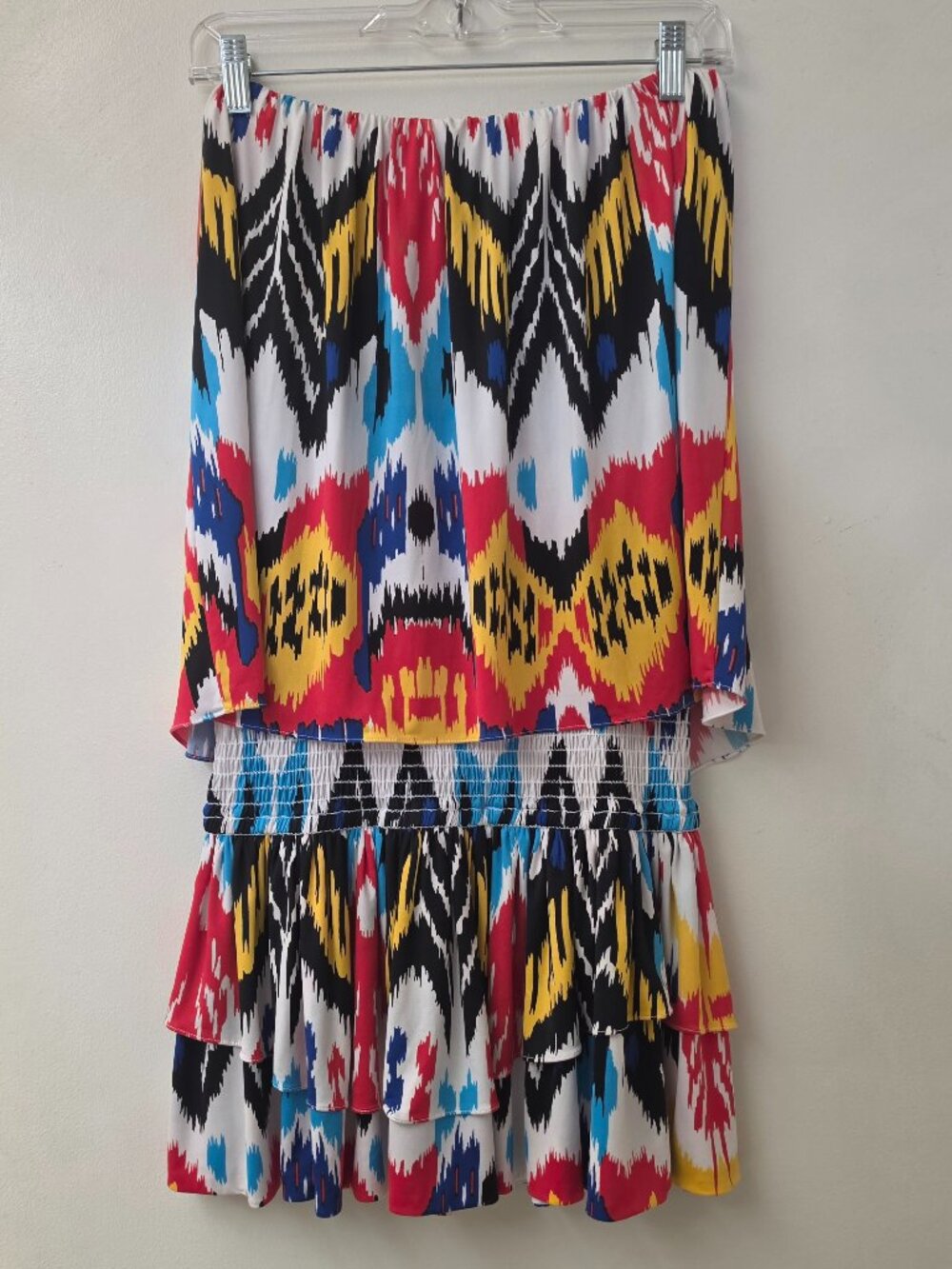 T-BAGS LOS ANGELES Strapless Mini Dress Back Blue Red Yellow Large